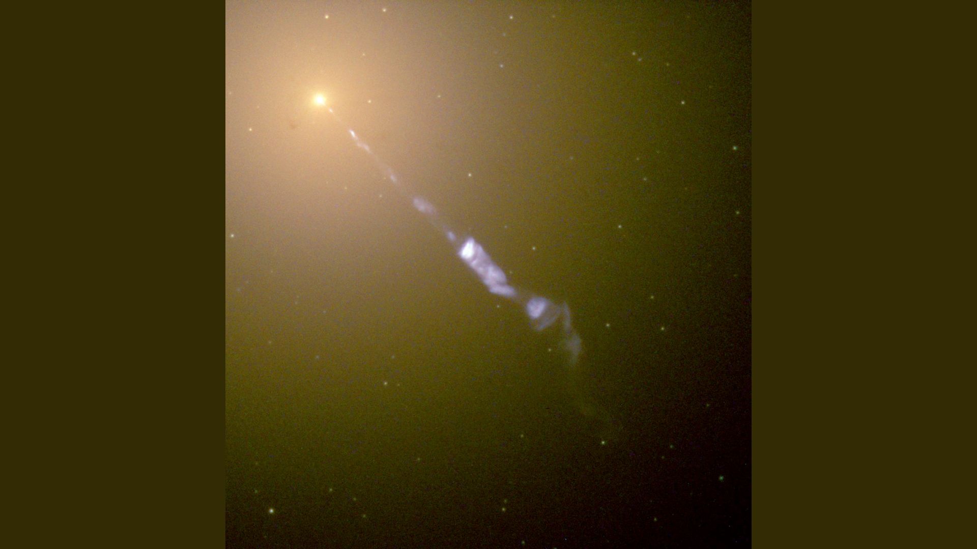     An image of a jet from the core of a galaxy. 