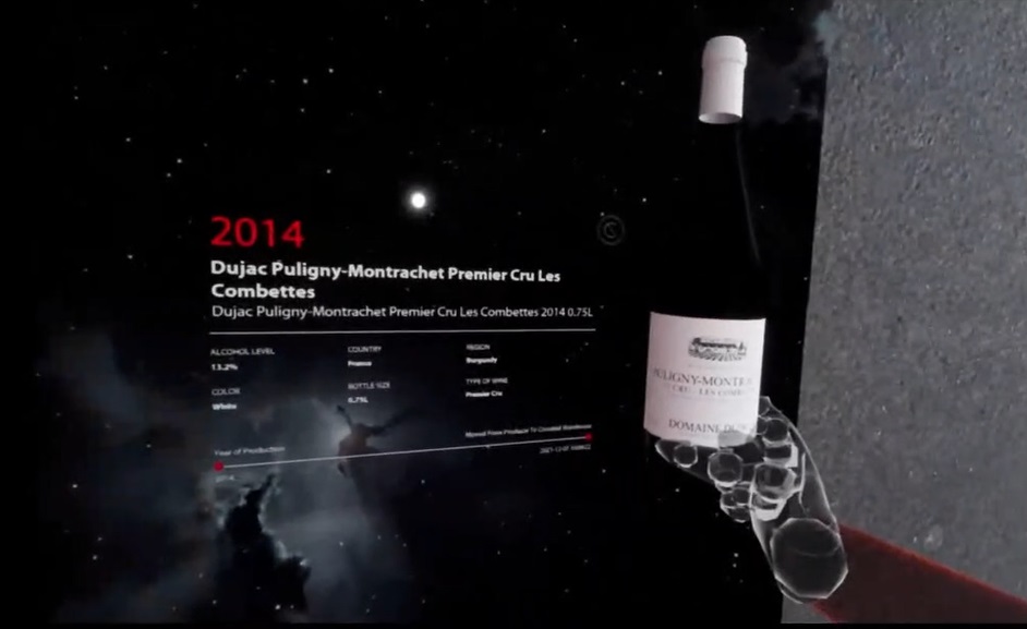 A bottle of wine in Crurated's metaverse. 