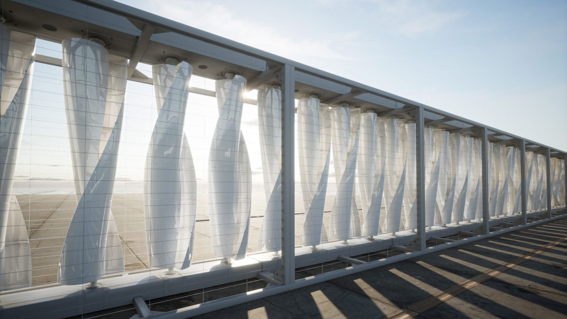 Super impressive wall of wind turbines yield 2,200 kWh of quiet energy