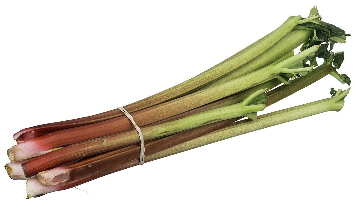 An image showing a bundle of rhubarb.