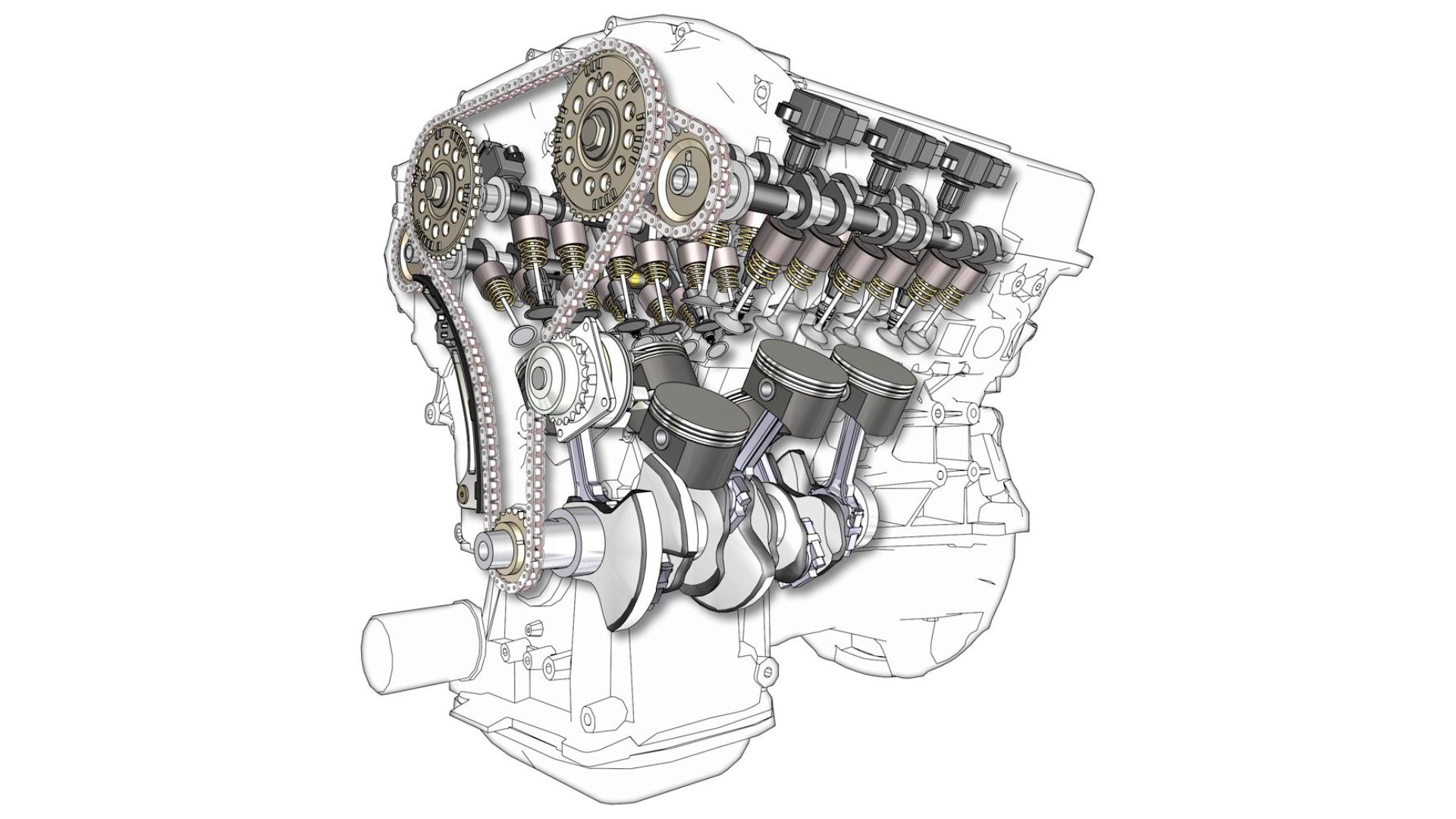 نمای نزدیک از موتور V6 ICE.