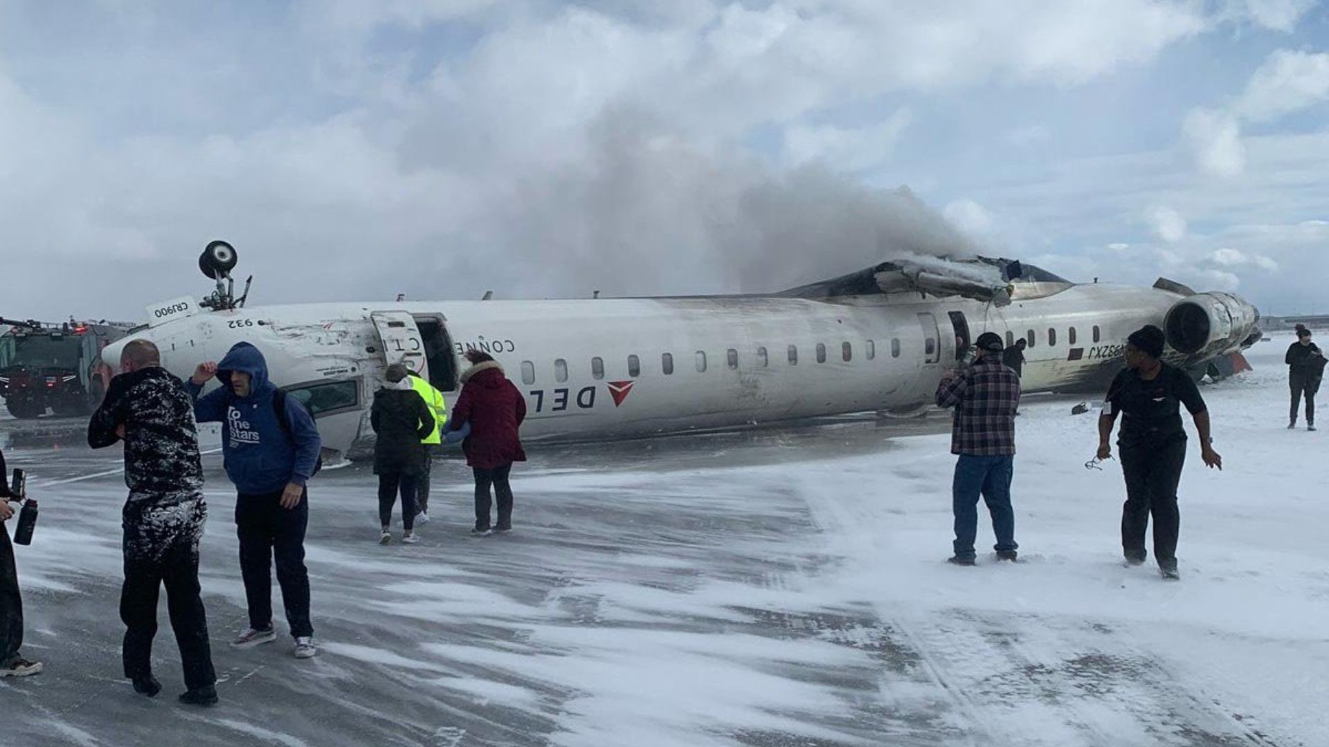 Delta flight crashes, flips upside down at Toronto Pearson Airport