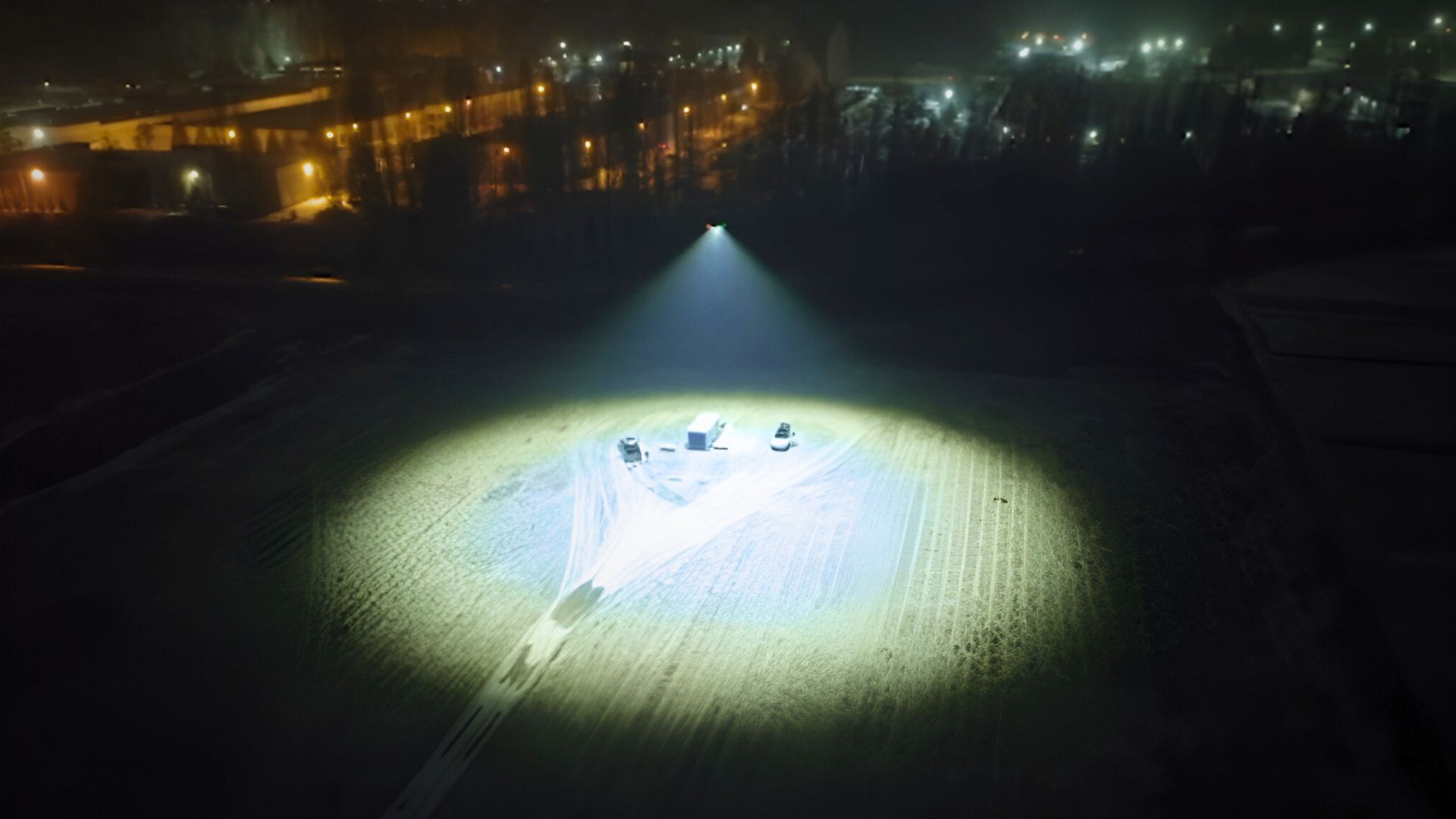 'Flying Sun' drone's 300,000-lumen light beam turns night into day