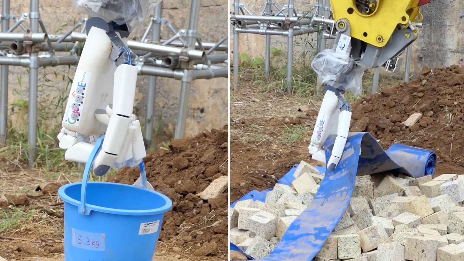 Nhật Bản thử nghiệm bàn tay robot khổng lồ để xúc các vật thể chôn vùi tại các khu vực động đất