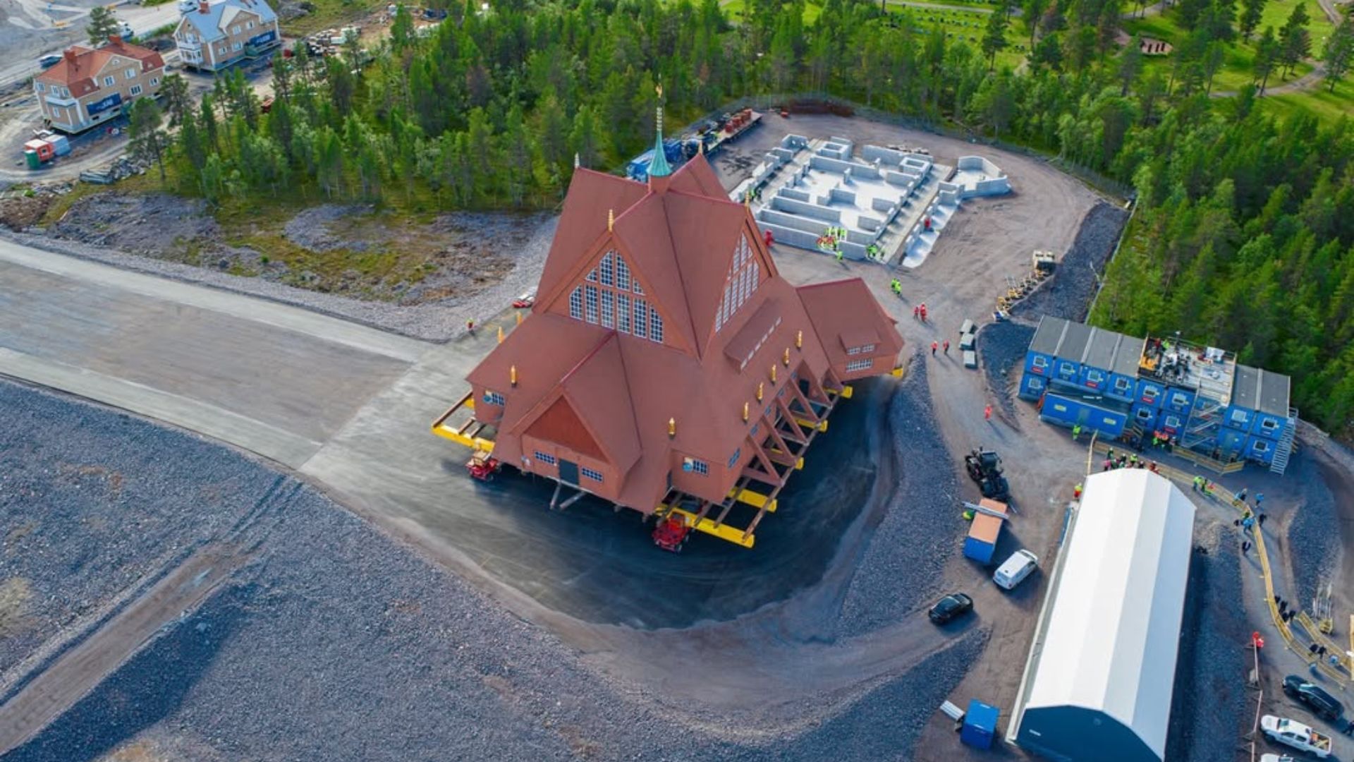 Sweden's Kiruna Church makes 5 km journey to avoid mining subsidence