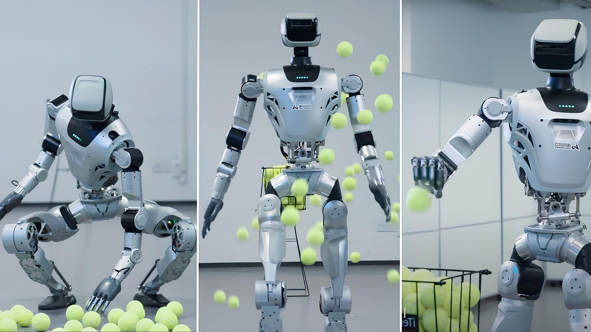 Video: Chinese humanoid robot picks up tennis balls like a human