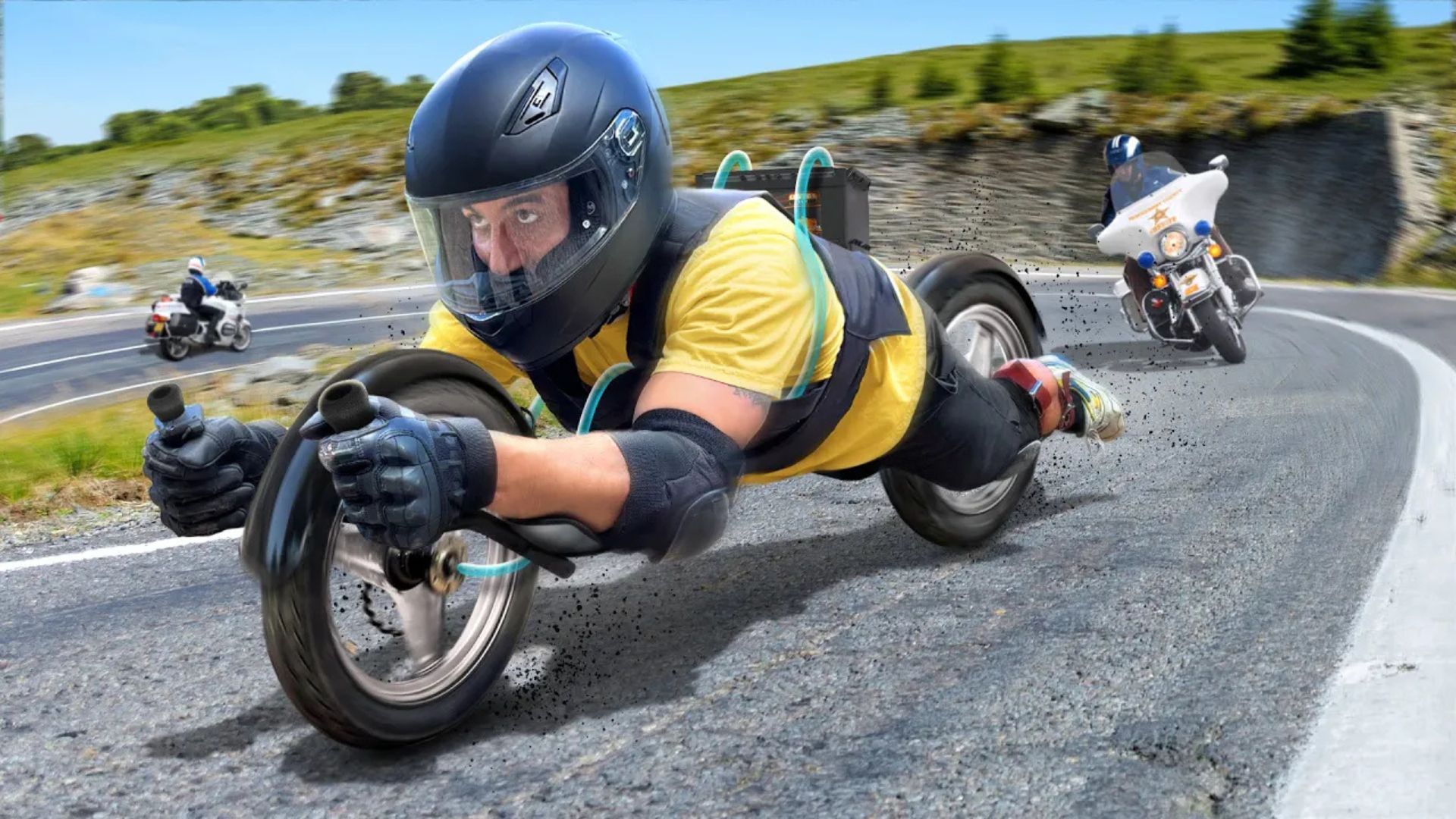 YouTuber straps wrecked e-bike to his body to create motorcycle suit