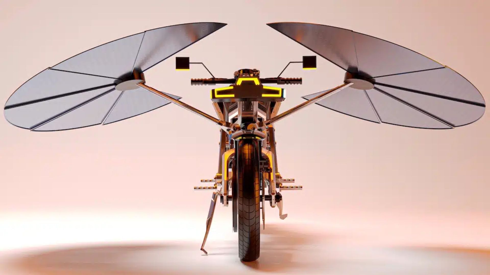 This dragon-fly like motorcycle charges itself and needs no plug at all