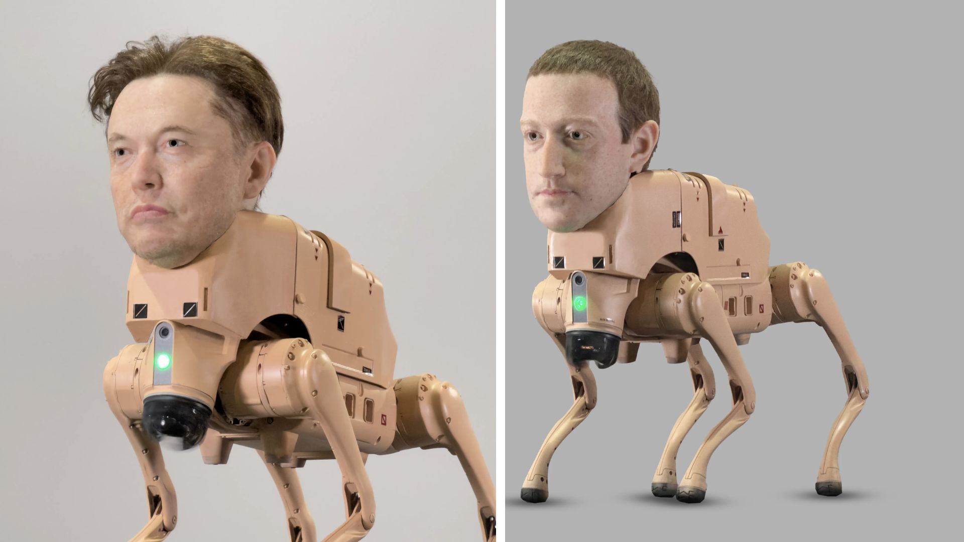 Robot dogs with faces of billionaires steal the show at a US art fair