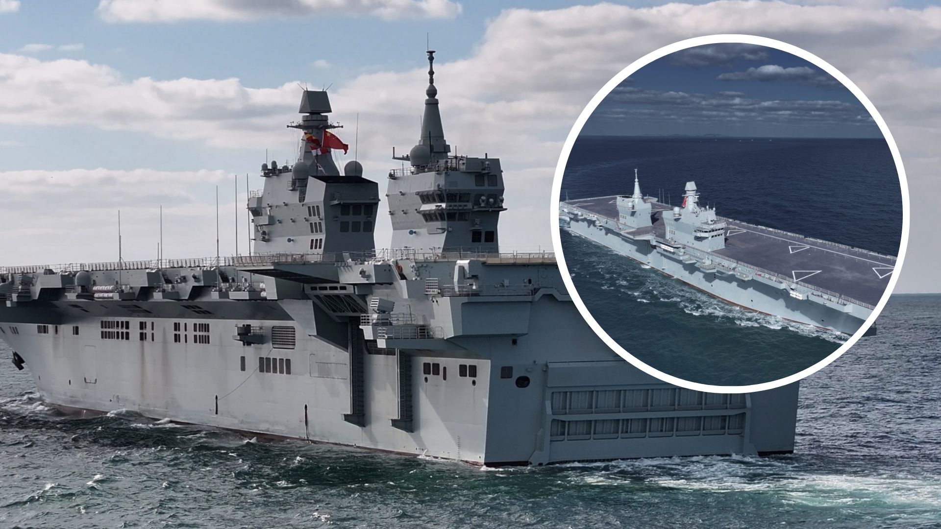 China's 40,000-ton warship possibly spotted with stealth attack drone