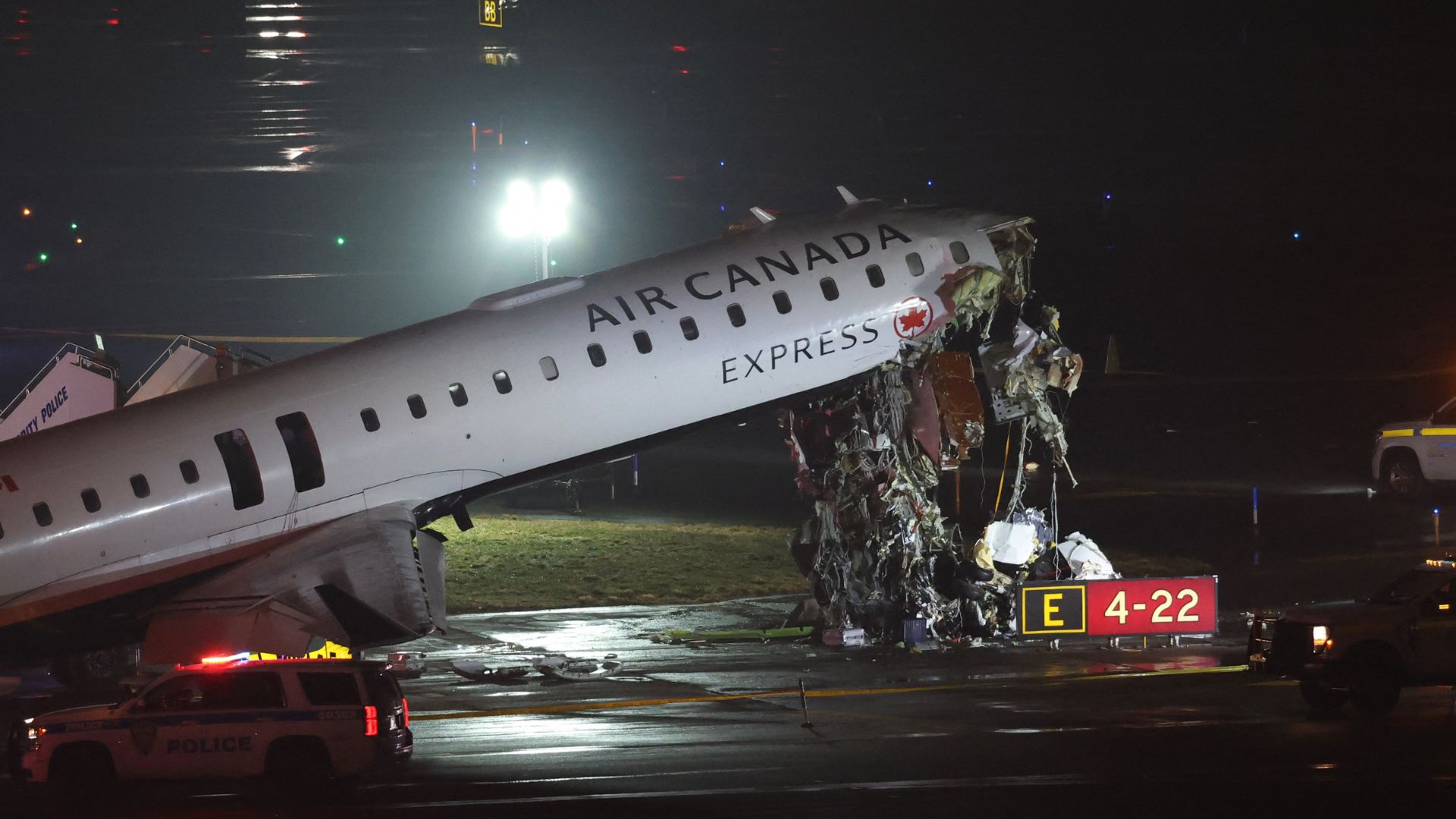 US: New York’s LaGuardia airport shuts down after Air Canada plane hits ground vehicle