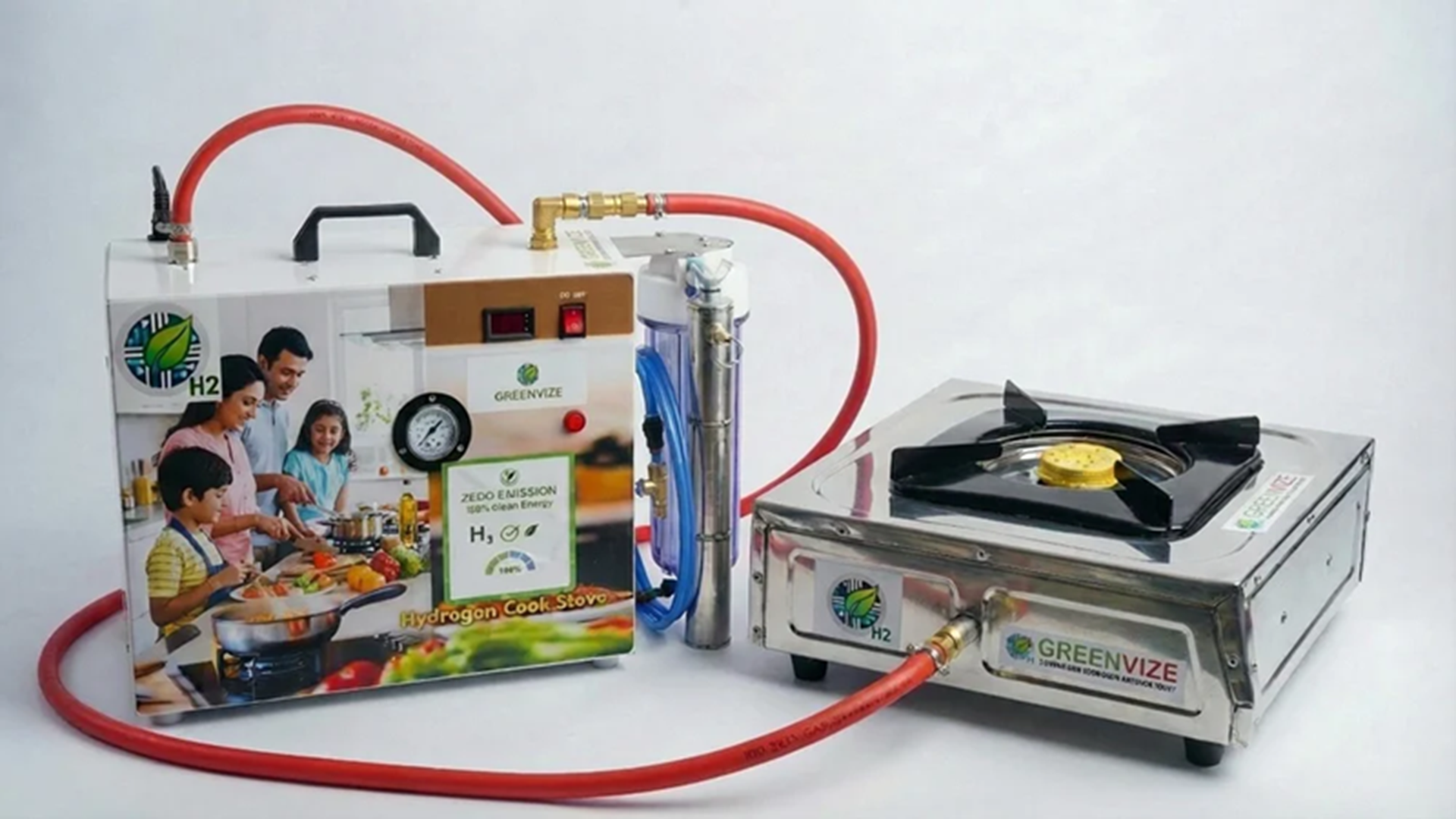 Hydrogen cooking stove runs for hours using only 100 ml water and 1 kWh power