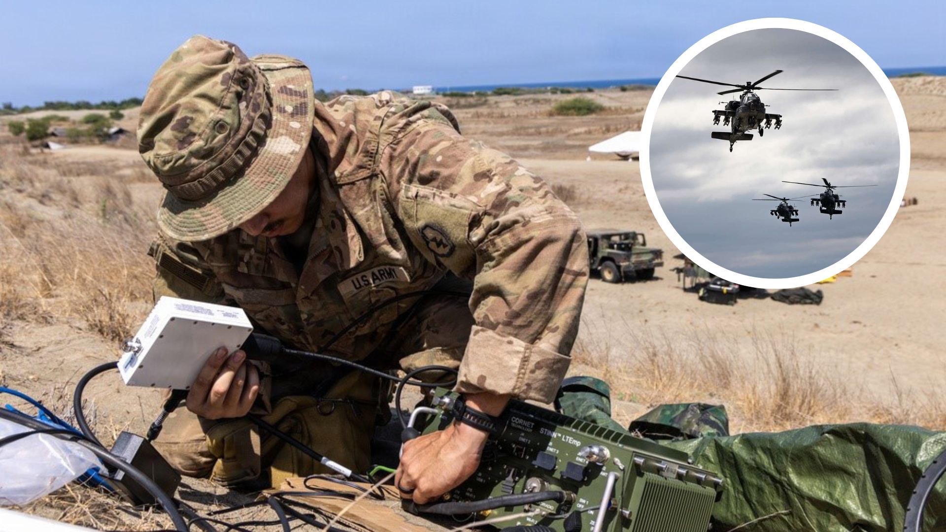 US Army links Apache helicopters and ground troops in combat test