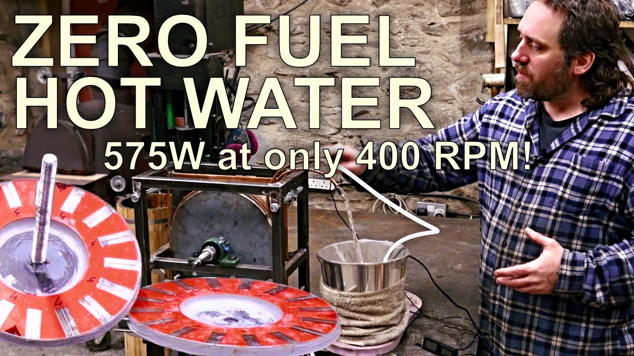Workshop-built magnetic heater delivers hot water without grid electricity