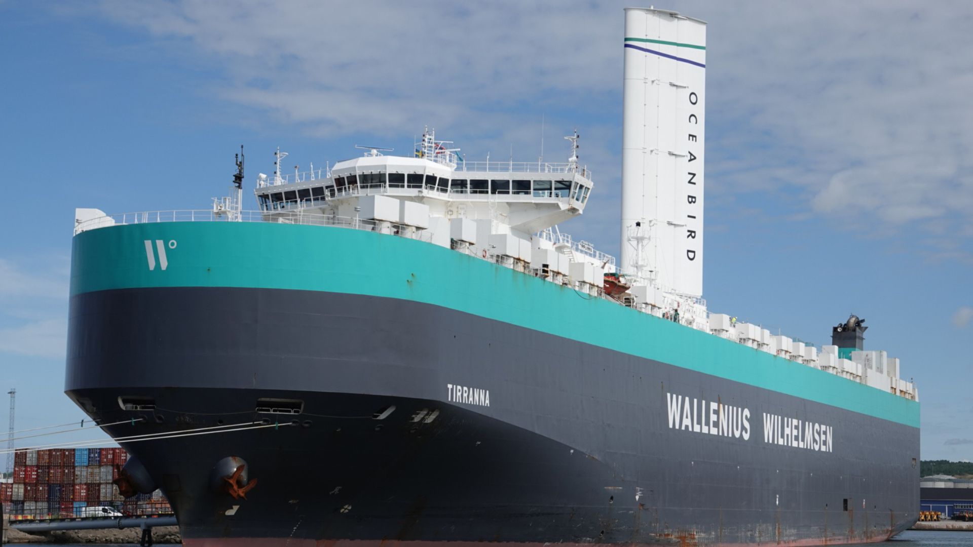 Giant 150-foot wind-powered wing begins propulsion trials on 754-foot-long vessel