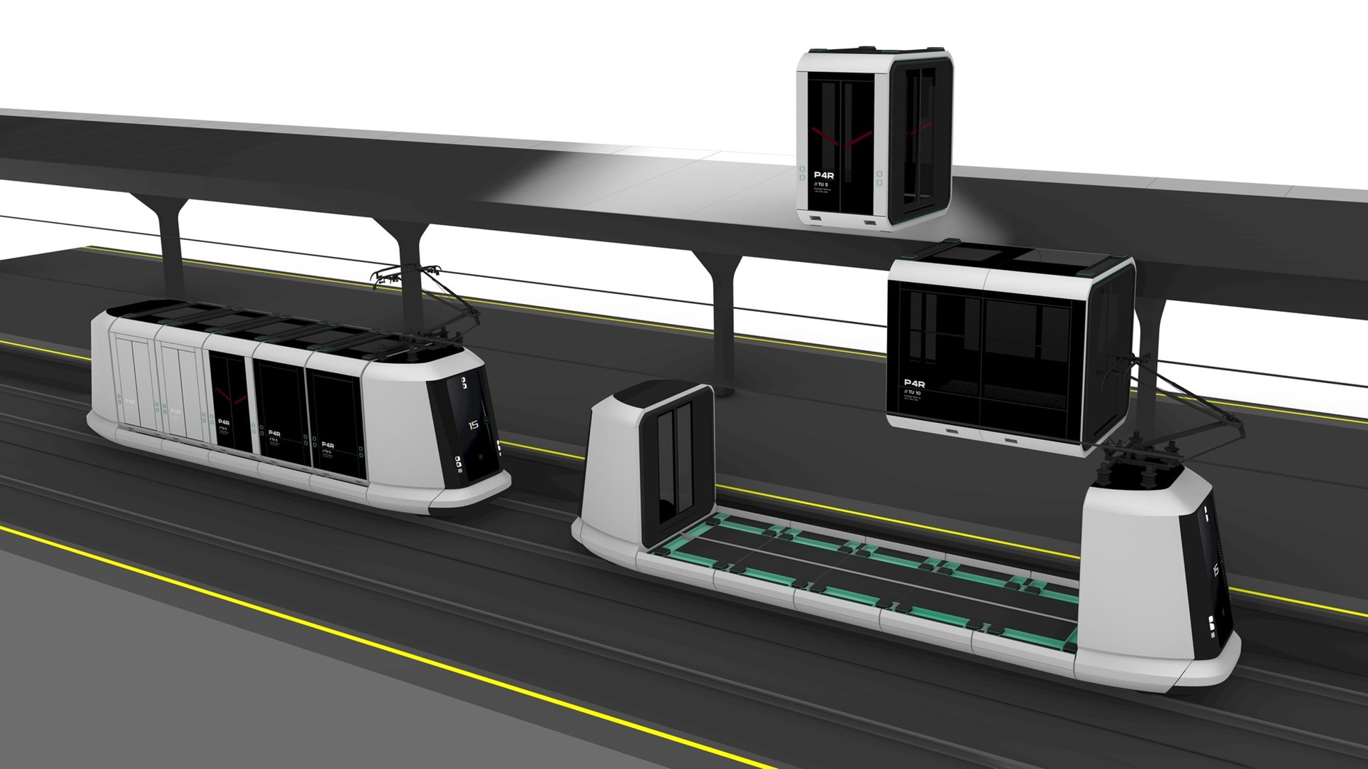 Passenger pods jump from roads to rails without riders stepping out