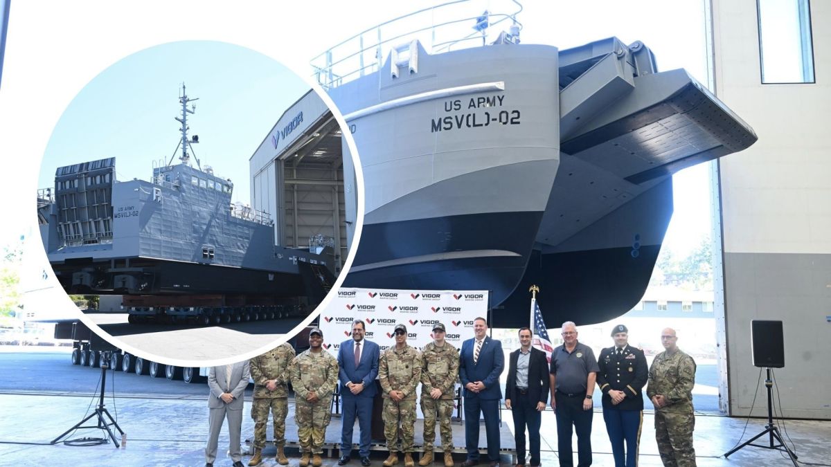 Large vessel that can carry 82-ton tanks, military vehicles unveiled for US Army