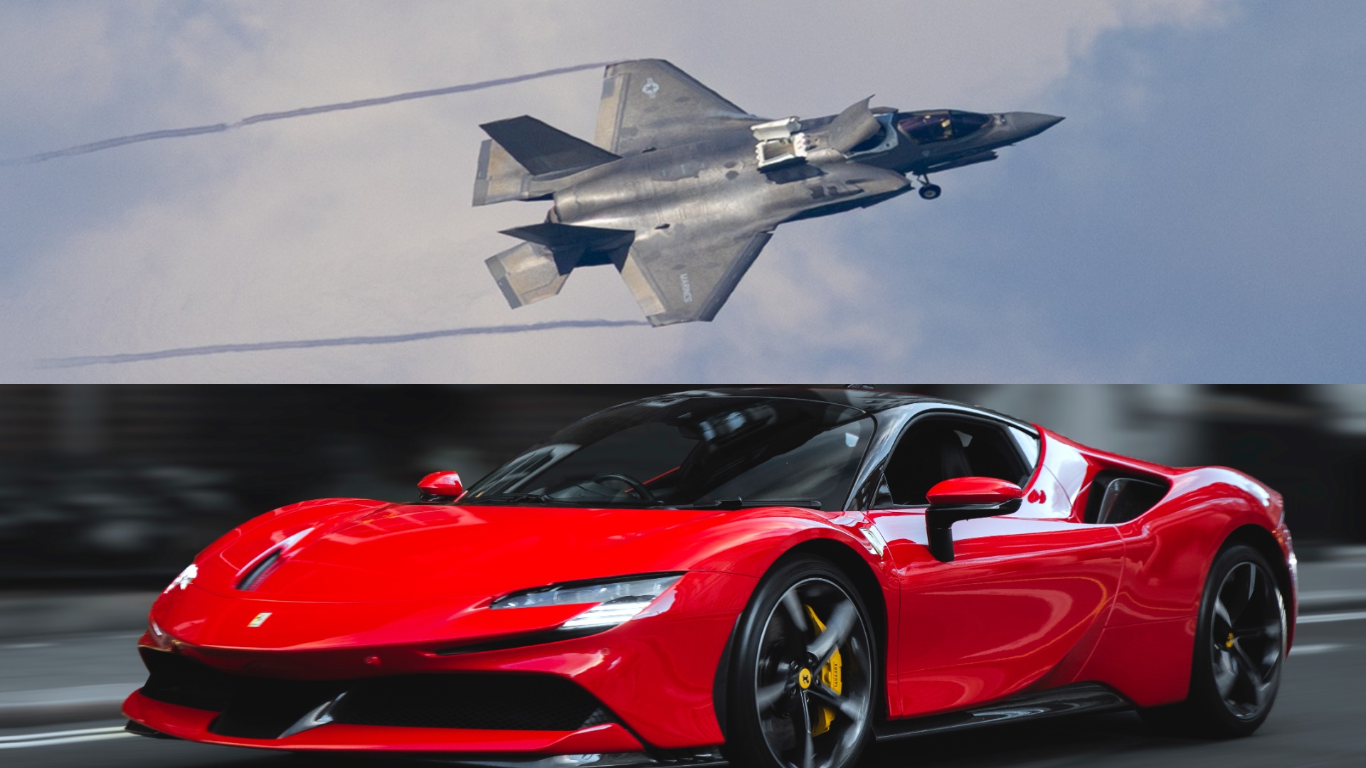 Italian Navy Prepares F-35B Fighter Jet for High Speed Runway Race Against Ferrari SF90
