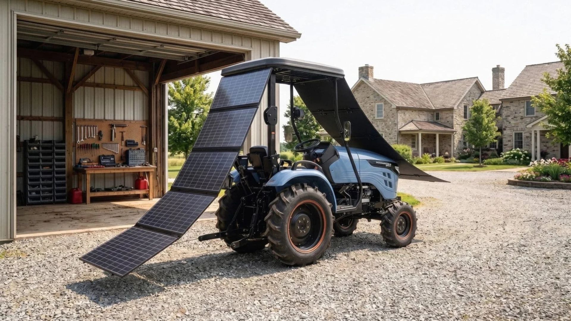 New 27-hp electric tractor uses solar roof to extend its field range