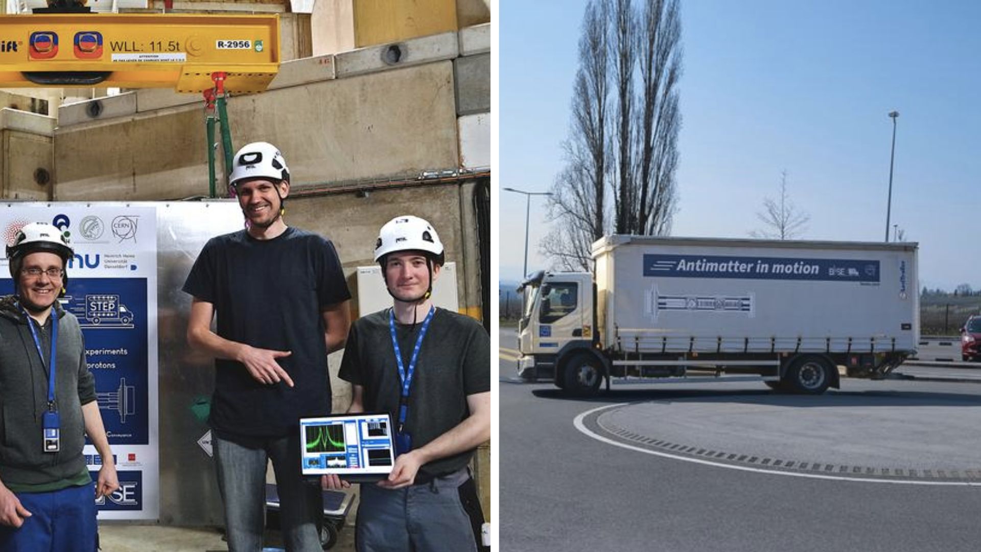 Photograph accompanying BASE trucked 92 antiprotons 7.5 km out of CERN to escape the facility's magnetic noise