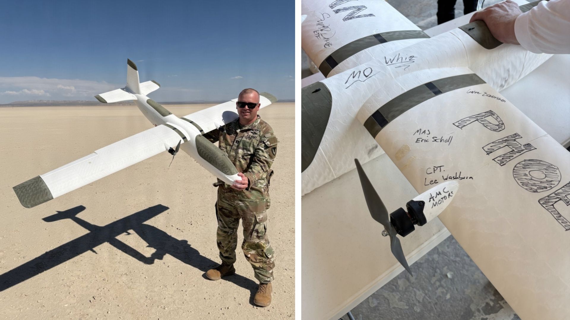 Photograph accompanying Tobyhanna-assembled motors fly a printed Group 1 drone for eight hours and 41 minutes
