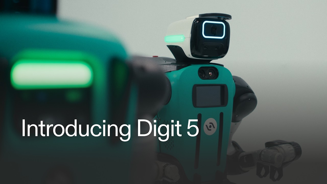 Photograph accompanying Agility's Digit 5 sits down and shuts off its motors so workers can walk up to it