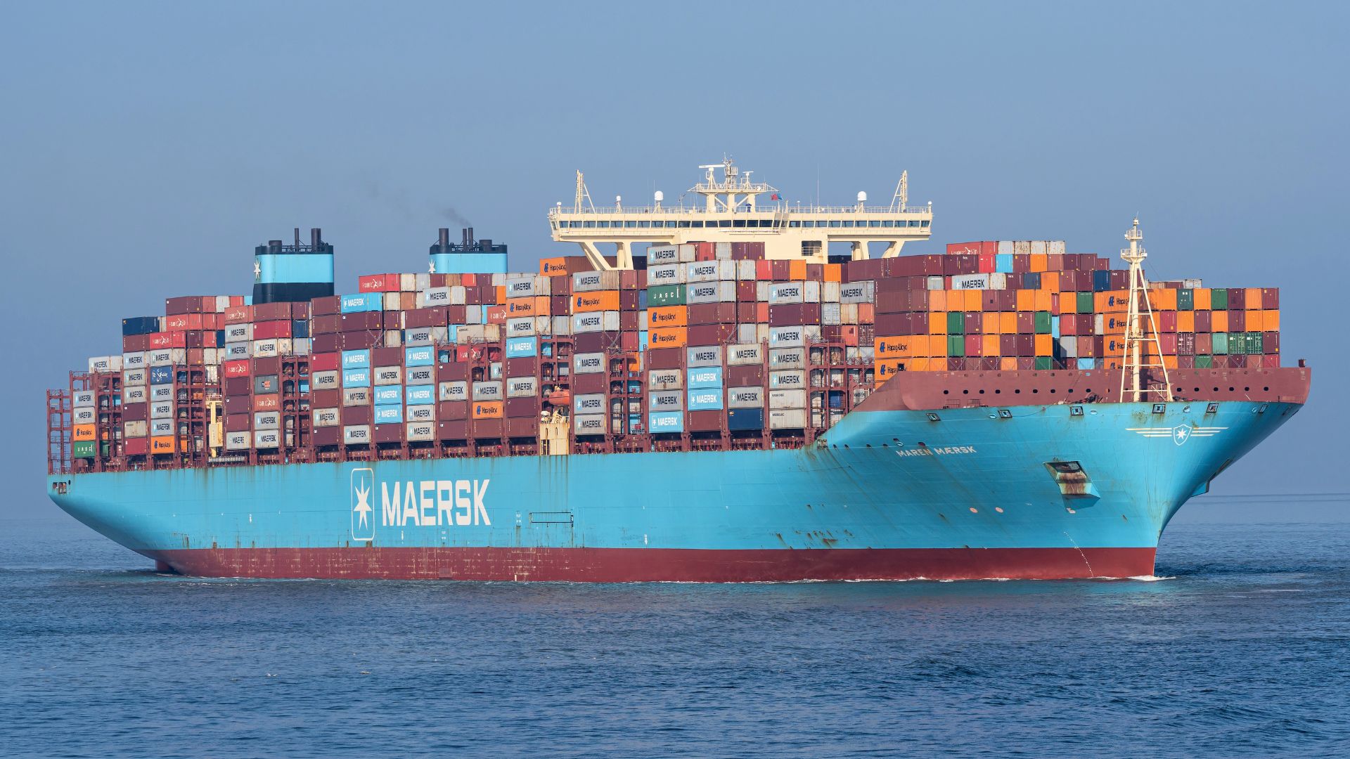 Photograph accompanying Maersk refuels the Tangier Maersk with US corn ethanol from another ship